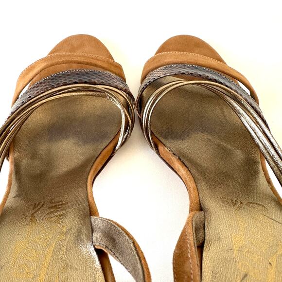 Salvatore Ferragamo Brown Suede Leather Slingback Sandals Size 7 - Picture 8 of 16